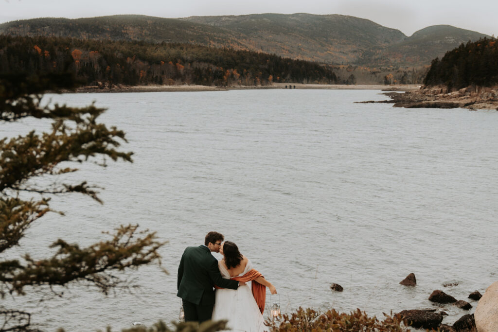 Winter elopement Acadia National Park