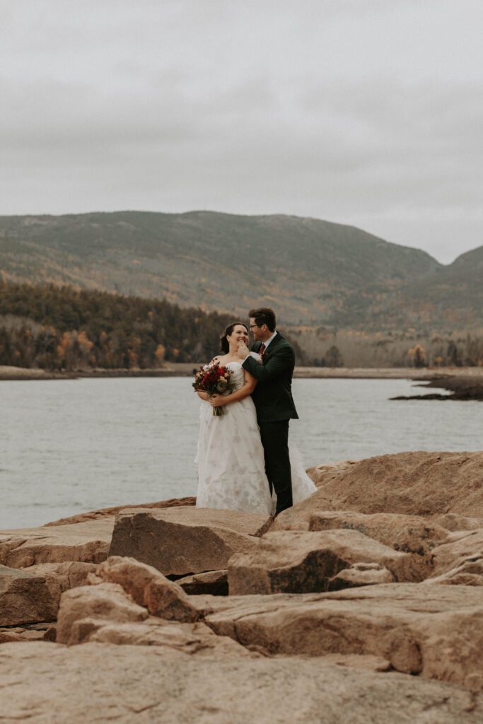 Otter Point wedding portrait in Acadia National Park