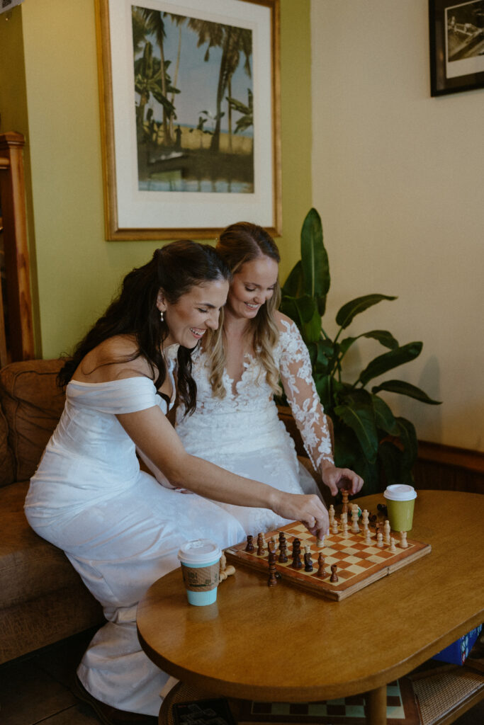 Elopement in acadia with coffee